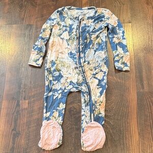 Posh Peanut Blue and Peach Floral Footie